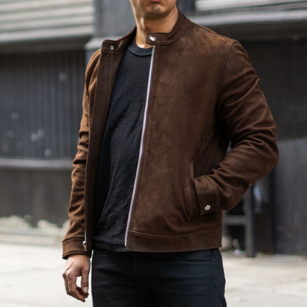 Men's Racer Jacket with Banded Collar | Smart Casual Jacket for Autumn and Winter