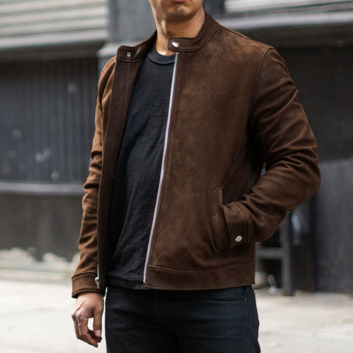 Men's Racer Jacket with Banded Collar | Smart Casual Jacket for Autumn and Winter