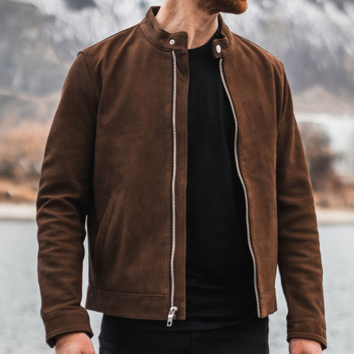 Men's Racer Jacket with Banded Collar | Smart Casual Jacket for Autumn and Winter