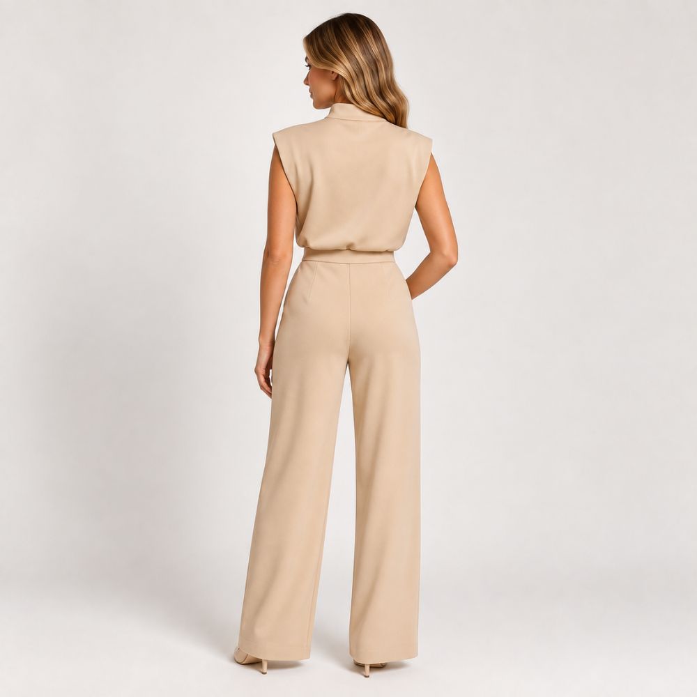 Women’s Satin-Look Jumpsuit | Wide-Leg Elegant Autumn Occasion Wear
