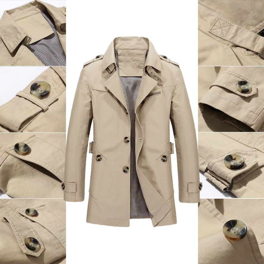 Men’s Double-Breasted Trench Coat | Classic Lapel & Smart Everyday Wear