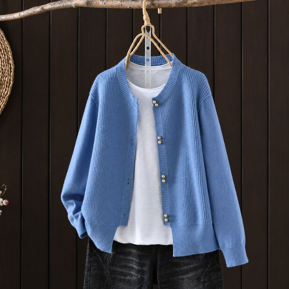 Women’s Pearl-Button Knit Cardigan | Elegant Autumn & Winter Layer