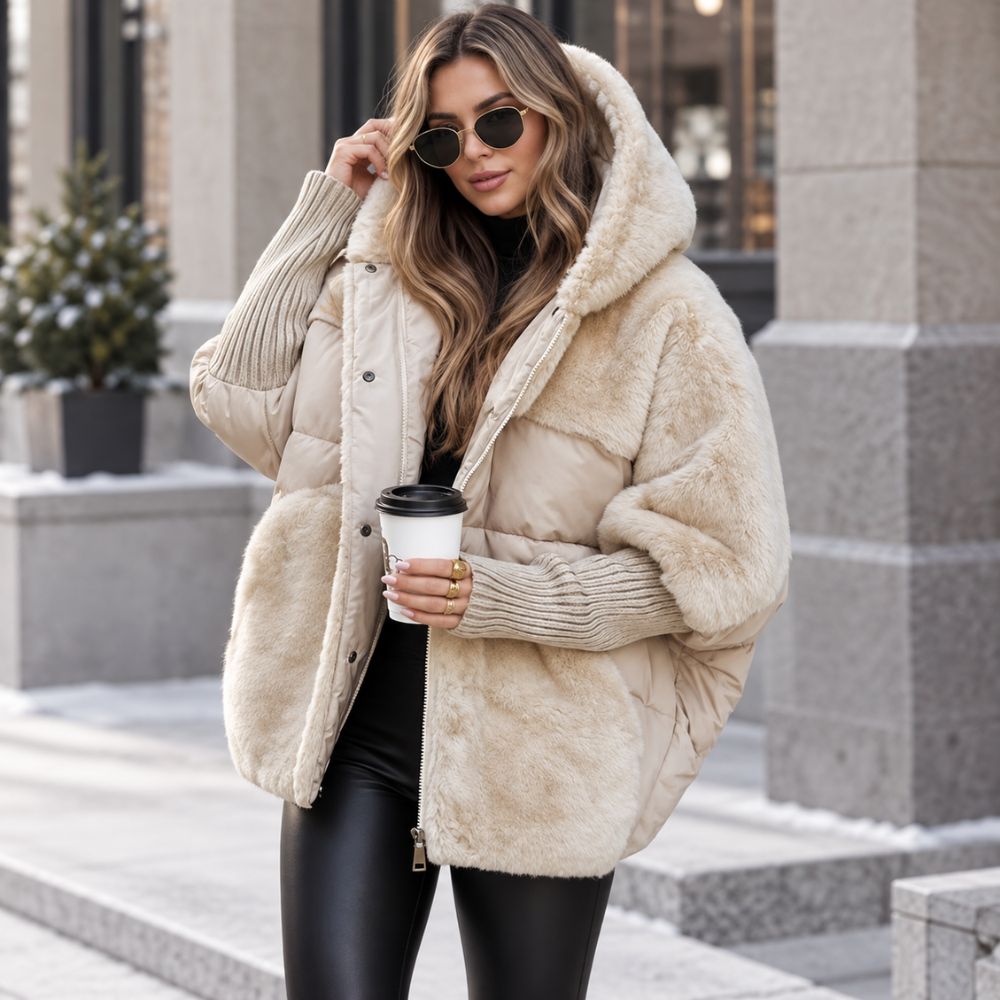 Women’s Oversized Hooded Jacket | Multicoloured Winter Outerwear