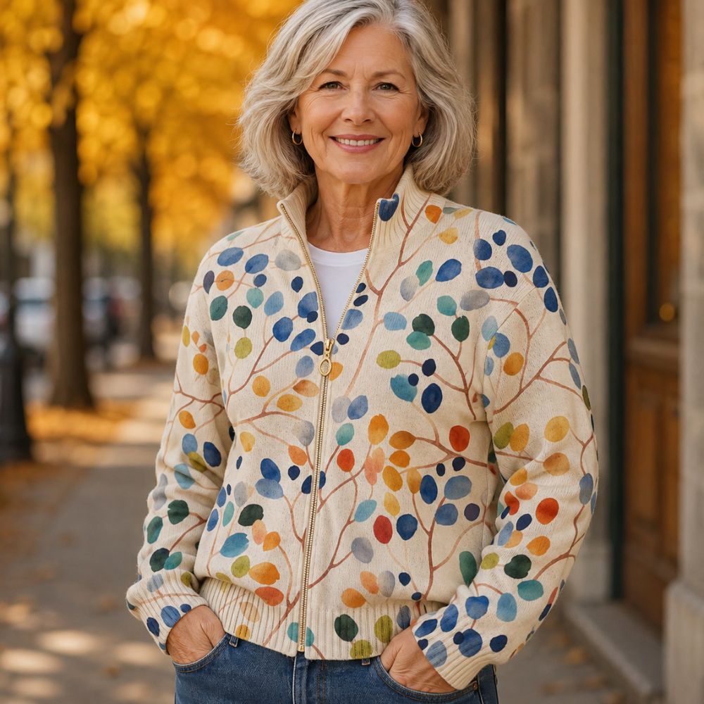 Women’s Botanical Zip-Up Cardigan | Autumn & Winter Ribbed Knitwear