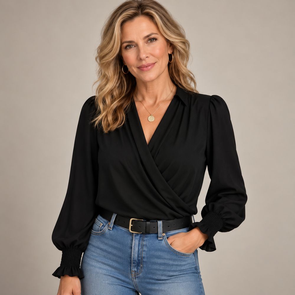 Women’s Long-Sleeve V-Neck Top | Flattering Everyday Style