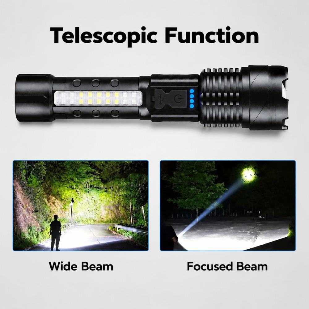 Rechargeable LED Flashlight | 5000 Lumen Outdoor Torch for Autumn & Winter