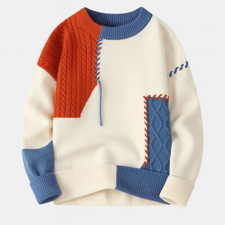 Men’s Patch Sweater | Artistic & Casual Autumn Wear