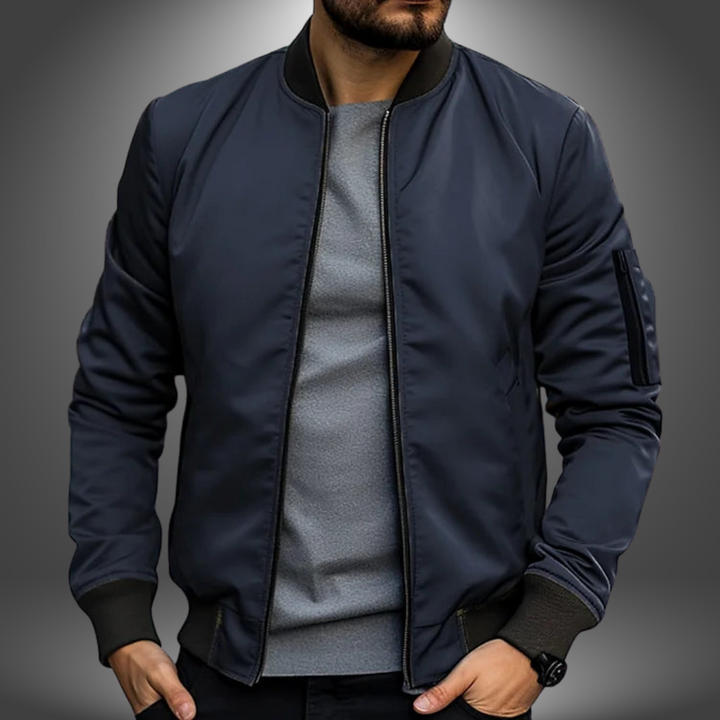 Men's Classic Bomber Jacket with Ribbed Collar | Casual Jacket for Autumn and Winter