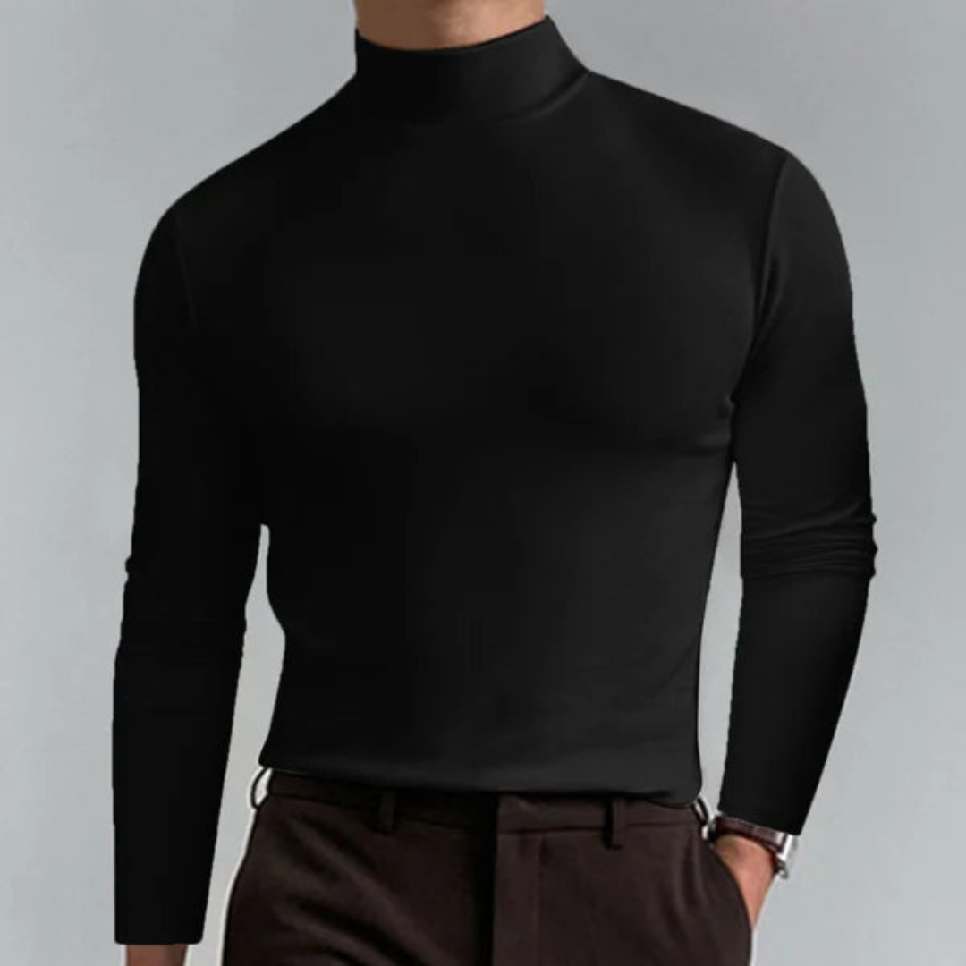 Men's Slim Fit Roll Neck Jumper | Fine Knit Base Layer for Autumn and Winter