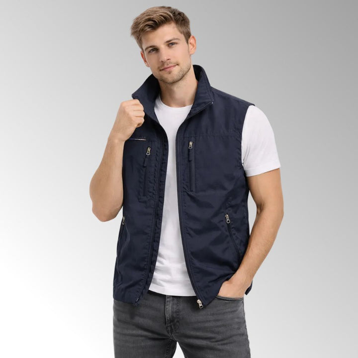 Men’s Zip-Up Outdoor Vest | Stand-Up Collar Autumn Layering
