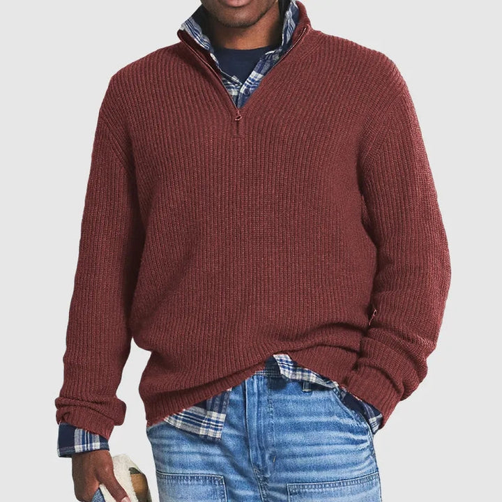 Men's Quarter Zip Ribbed Jumper | Smart Knitted Layer for Autumn and Winter