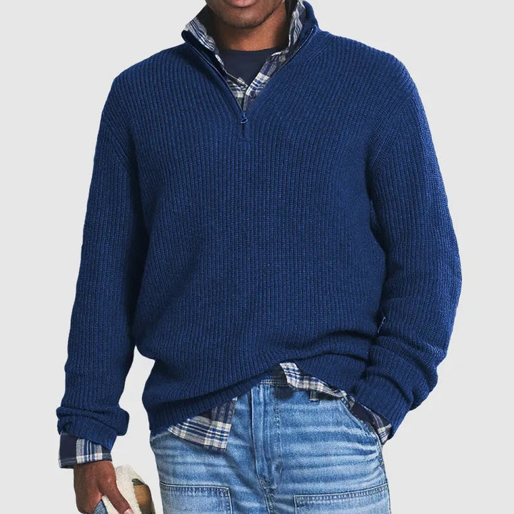 Men's Quarter Zip Ribbed Jumper | Smart Knitted Layer for Autumn and Winter