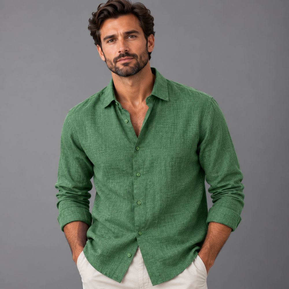 Men’s Cotton-Linen Shirt | Straight Fit Autumn Wear