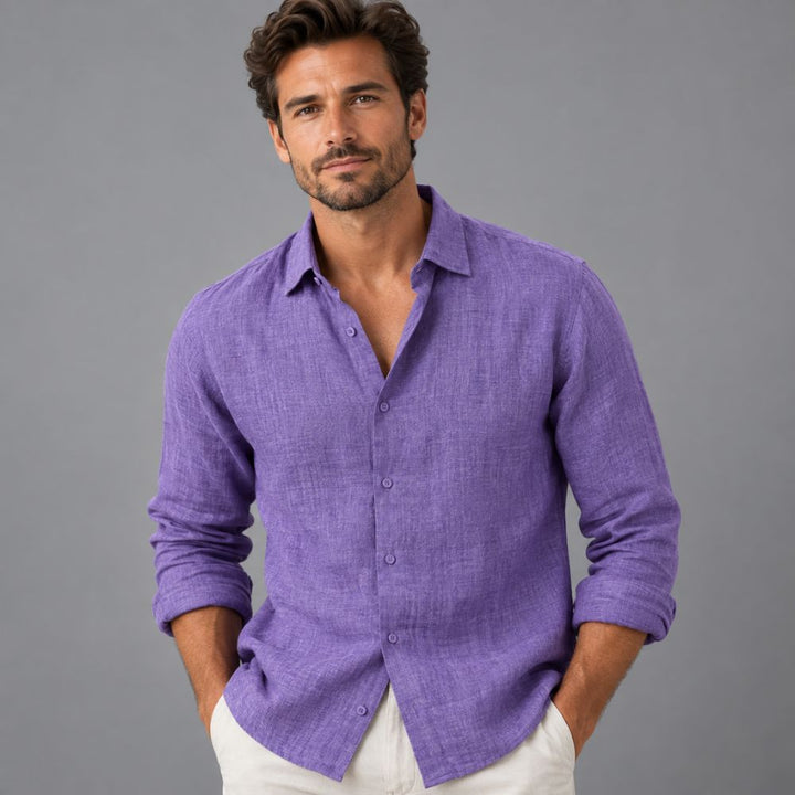 Men’s Cotton-Linen Shirt | Straight Fit Autumn Wear