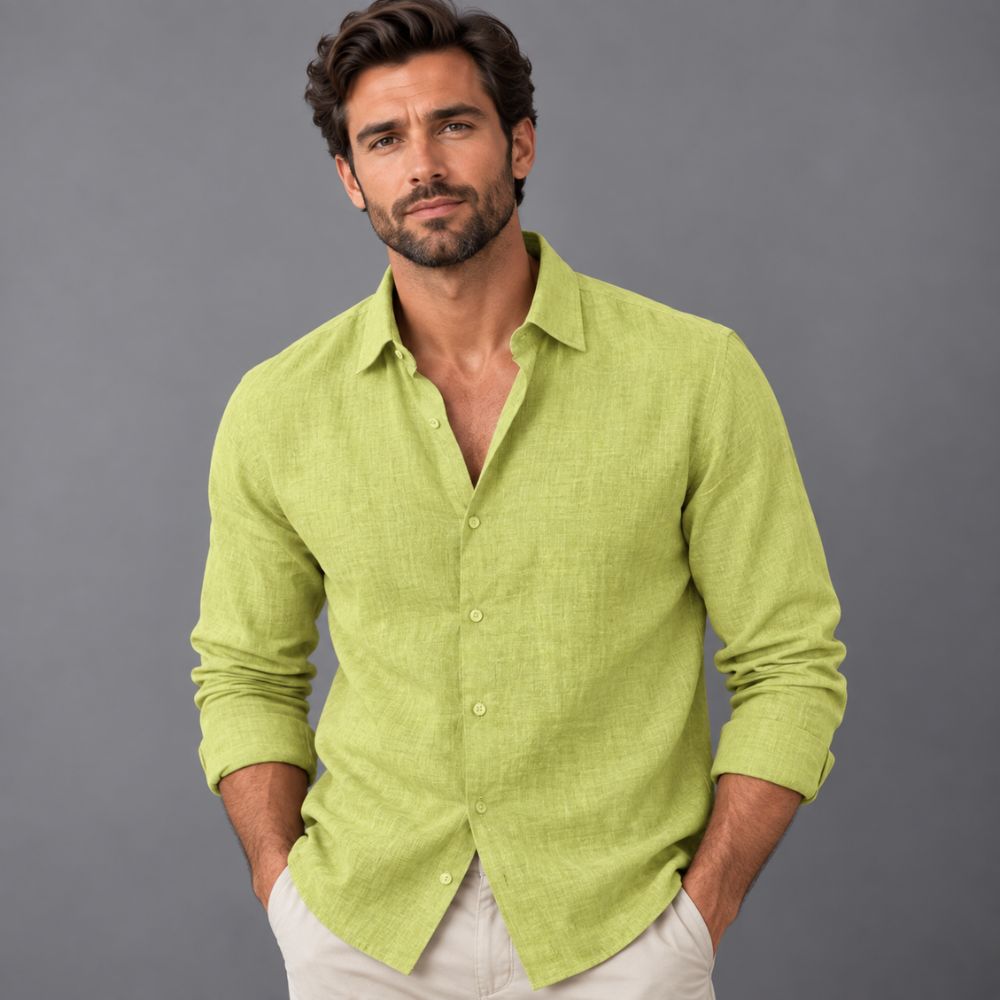 Men’s Cotton-Linen Shirt | Straight Fit Autumn Wear