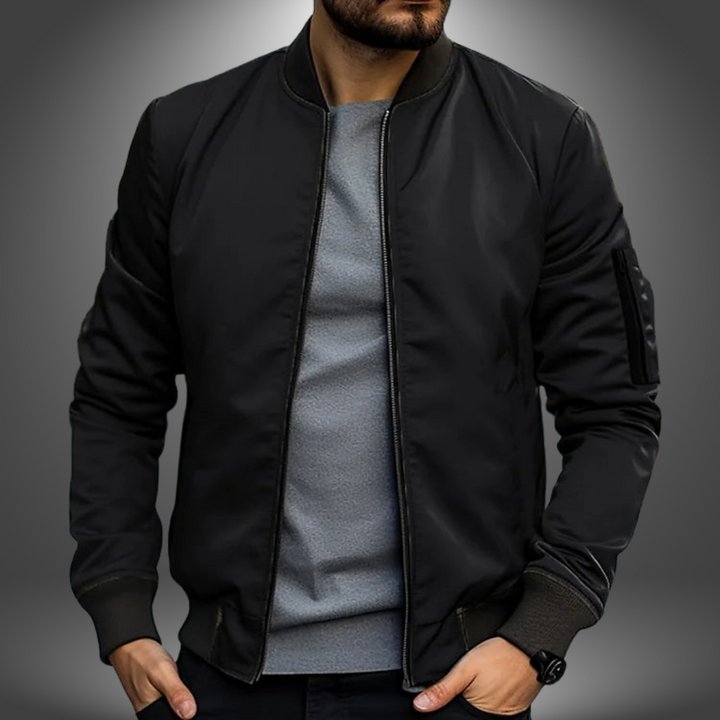 Men's Classic Bomber Jacket with Ribbed Collar | Casual Jacket for Autumn and Winter