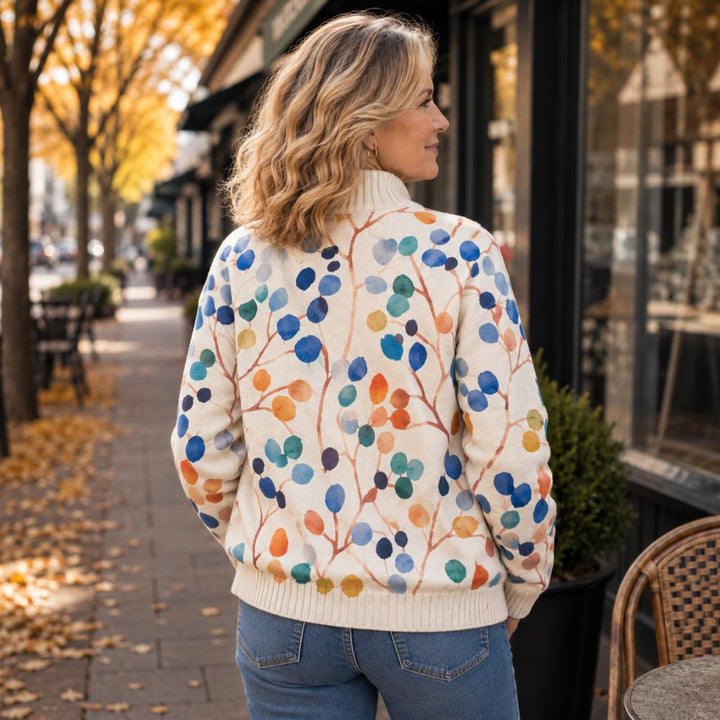 Women’s Botanical Zip-Up Cardigan | Autumn & Winter Ribbed Knitwear