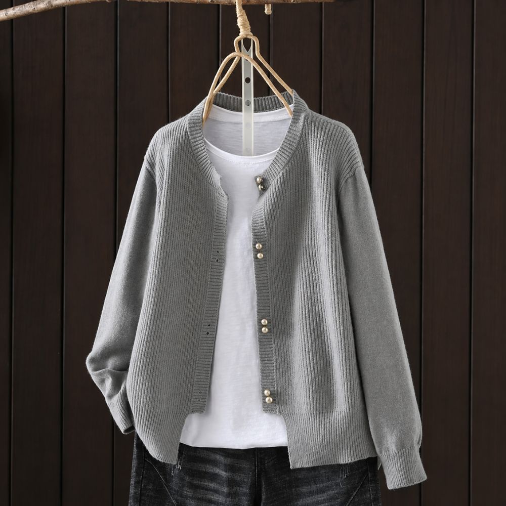 Women’s Pearl-Button Knit Cardigan | Elegant Autumn & Winter Layer