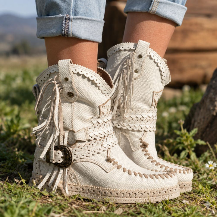 Women’s Boho Western Fringe Boots | Autumn & Winter Footwear