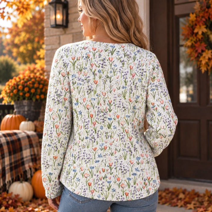 Women’s Floral Button-Front Cardigan | Garden Bloom Autumn & Winter Knitwear