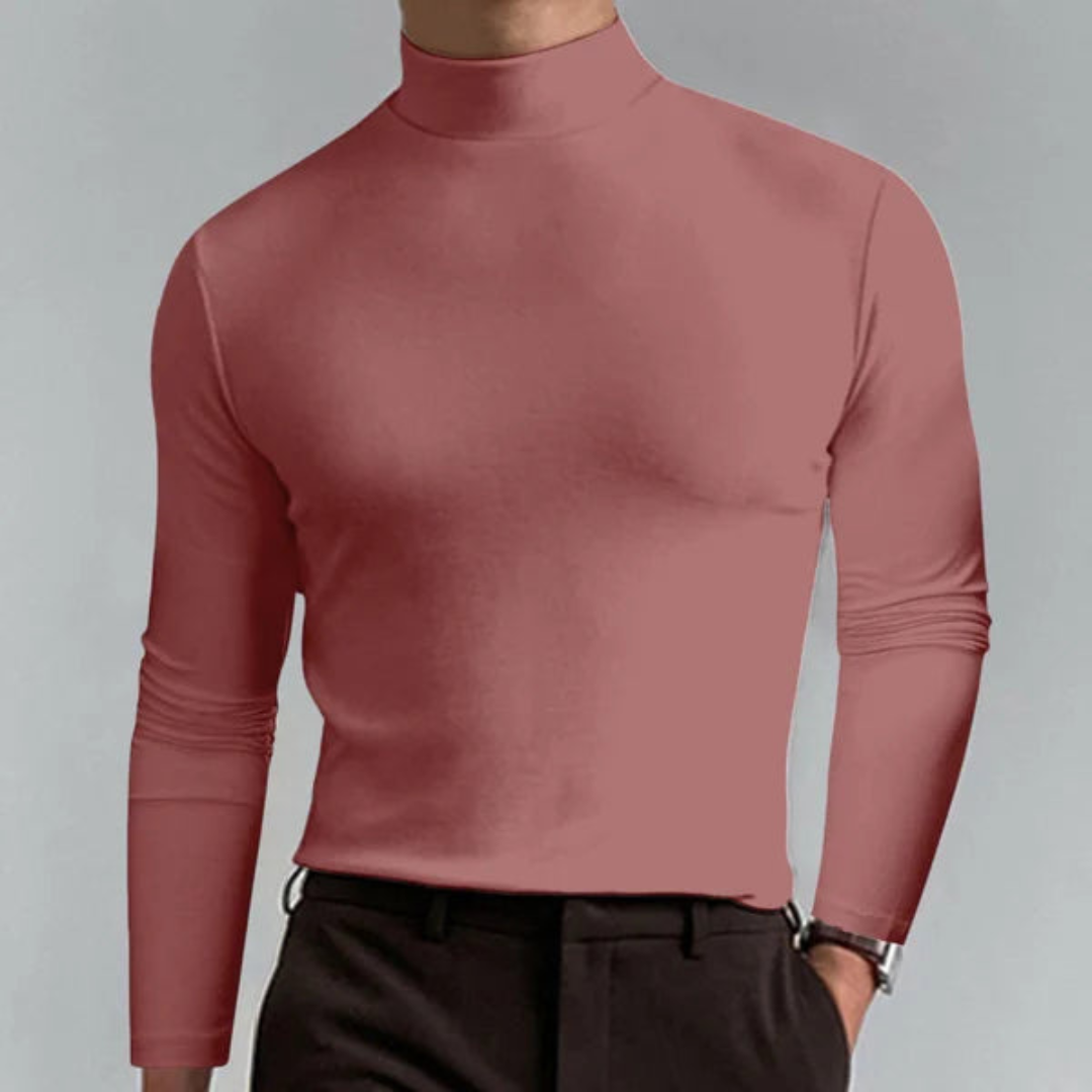 Men's Slim Fit Roll Neck Jumper | Fine Knit Base Layer for Autumn and Winter