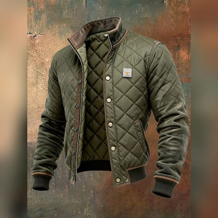 Men’s Quilted Bomber Jacket | Stand-Up Collar & Double Closure