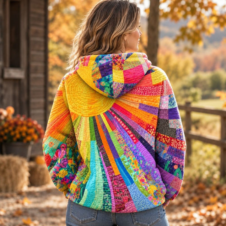 Women’s Quilted Patchwork Hoodie Sweater | Multicolour Autumn & Winter Pullover