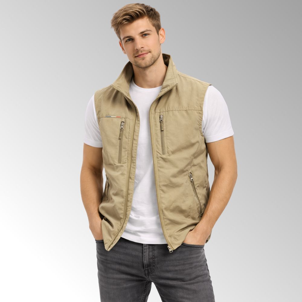 Men’s Zip-Up Outdoor Vest | Stand-Up Collar Autumn Layering