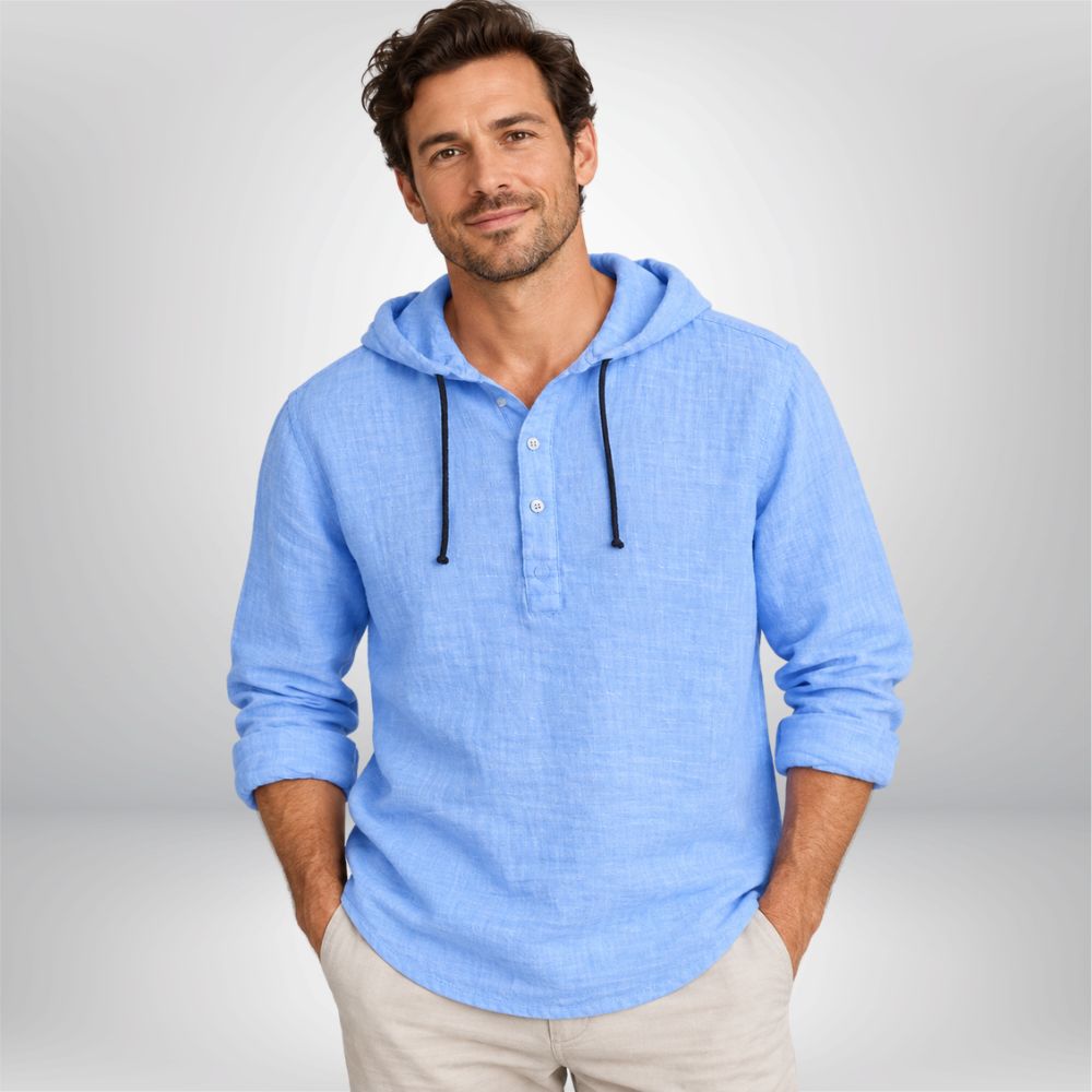 Men’s Linen Pullover Hoodie | Smart-Casual Autumn Everyday Wear