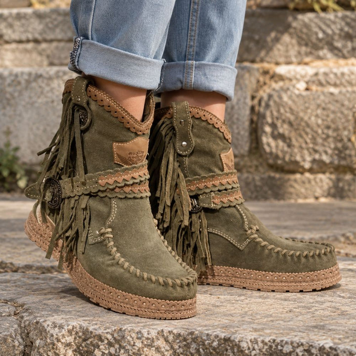 Women’s Boho Western Fringe Boots | Autumn & Winter Footwear