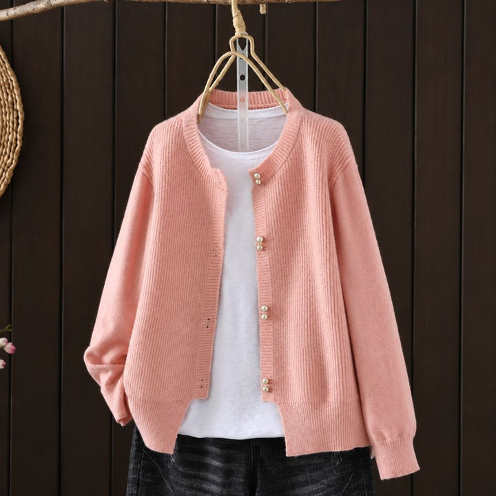 Women’s Pearl-Button Knit Cardigan | Elegant Autumn & Winter Layer