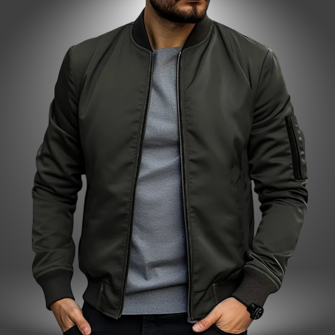Men's Classic Bomber Jacket with Ribbed Collar | Casual Jacket for Autumn and Winter