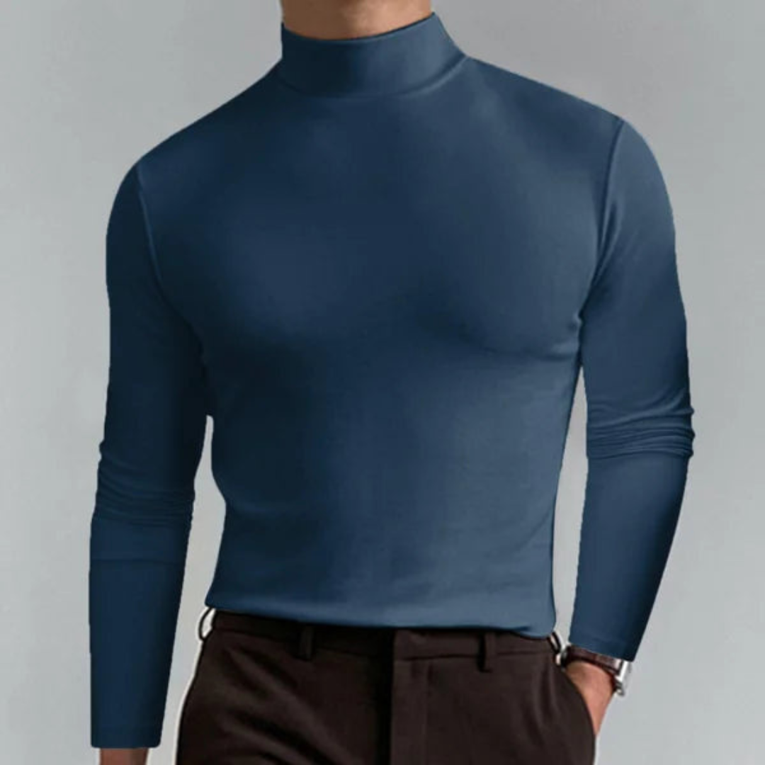 Men's Slim Fit Roll Neck Jumper | Fine Knit Base Layer for Autumn and Winter