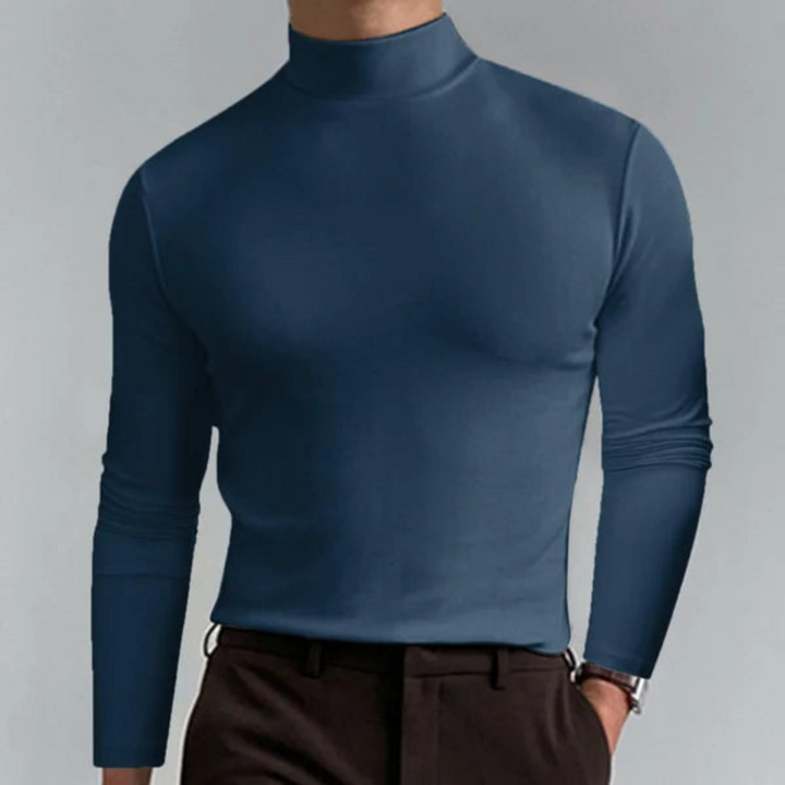 Men's Slim Fit Roll Neck Jumper | Fine Knit Base Layer for Autumn and Winter