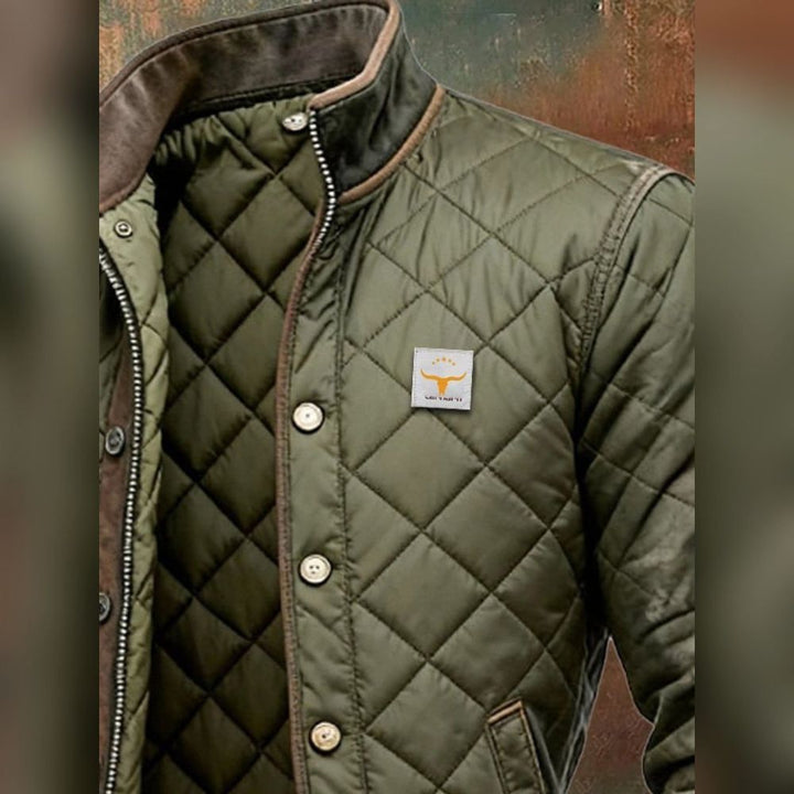 Men’s Quilted Bomber Jacket | Stand-Up Collar & Double Closure