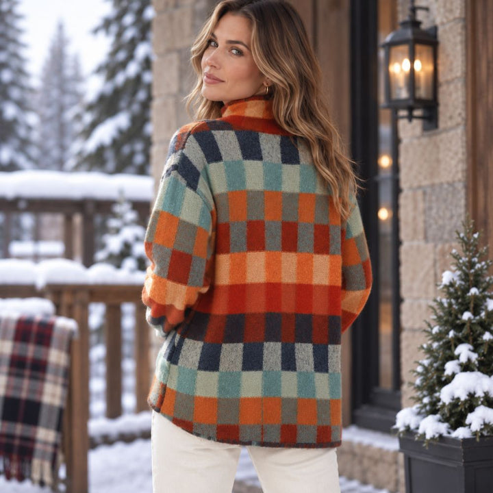 Women’s Cashmere Turtleneck | Patchwork Autumn & Winter Sweater