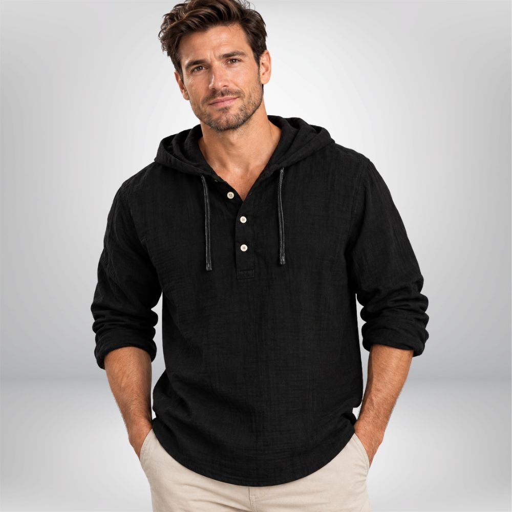 Men’s Linen Pullover Hoodie | Smart-Casual Autumn Everyday Wear