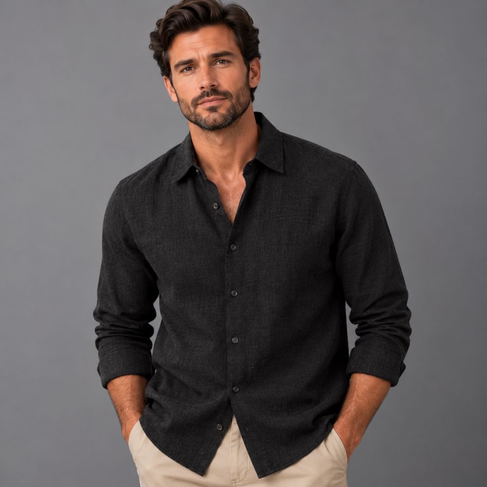 Men’s Cotton-Linen Shirt | Straight Fit Autumn Wear