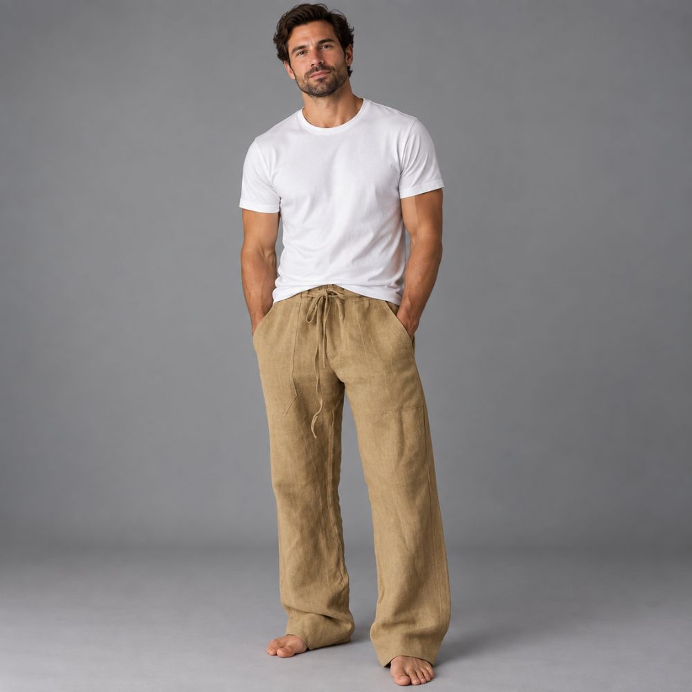 Men’s Linen Trousers | Straight Fit Casual Autumn Wear