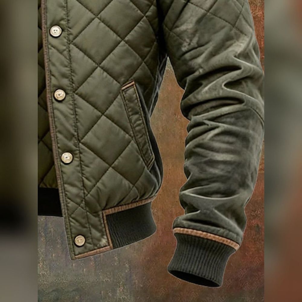 Men’s Quilted Bomber Jacket | Stand-Up Collar & Double Closure