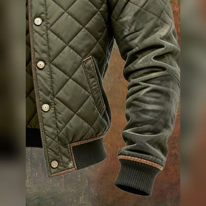 Men’s Quilted Bomber Jacket | Stand-Up Collar & Double Closure