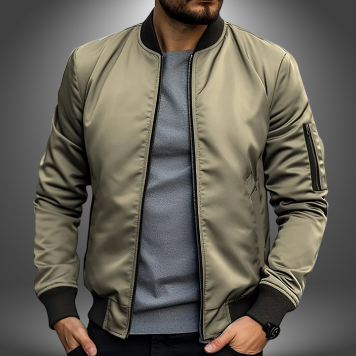 Men's Classic Bomber Jacket with Ribbed Collar | Casual Jacket for Autumn and Winter