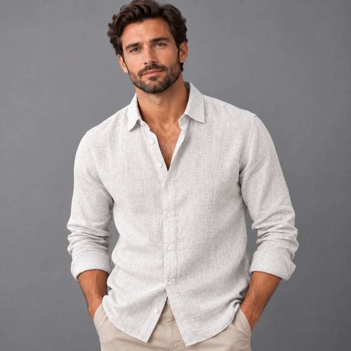 Men’s Cotton-Linen Shirt | Straight Fit Autumn Wear