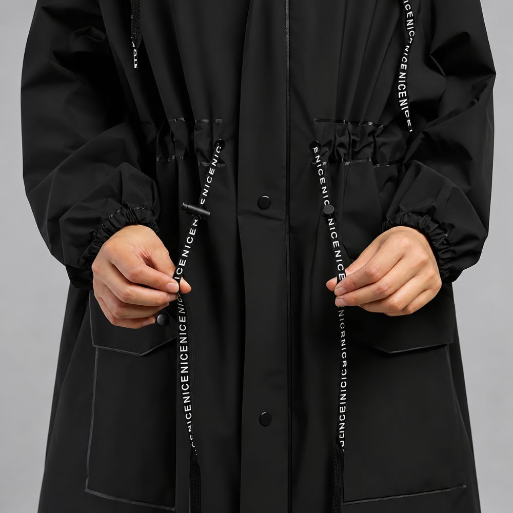 Women’s Long Rain Jacket – Hooded & Waterproof | Rainy Autumn Days