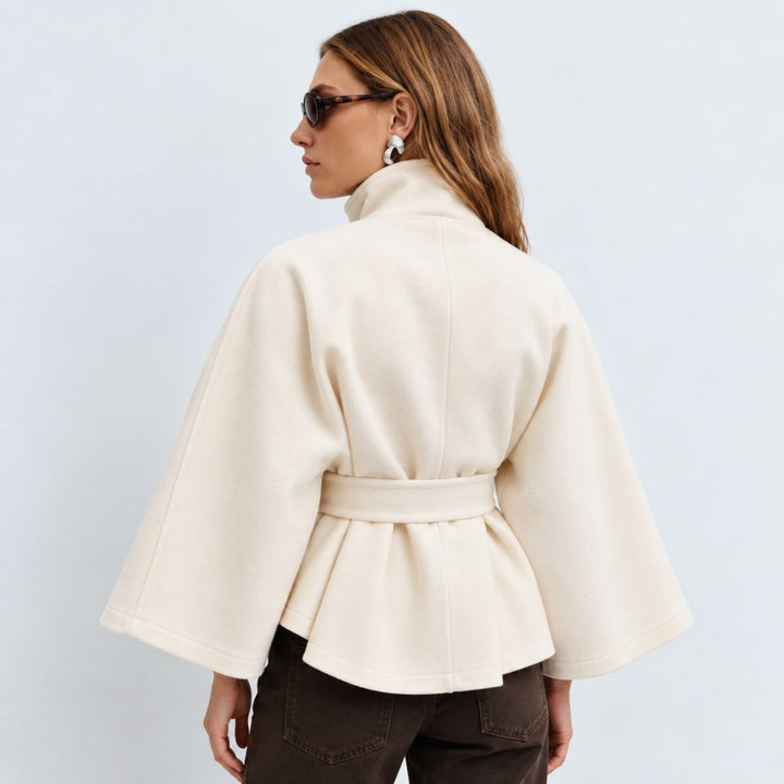 Women’s Belted Cape Coat | Elegant High-Collar Autumn & Winter Outerwear
