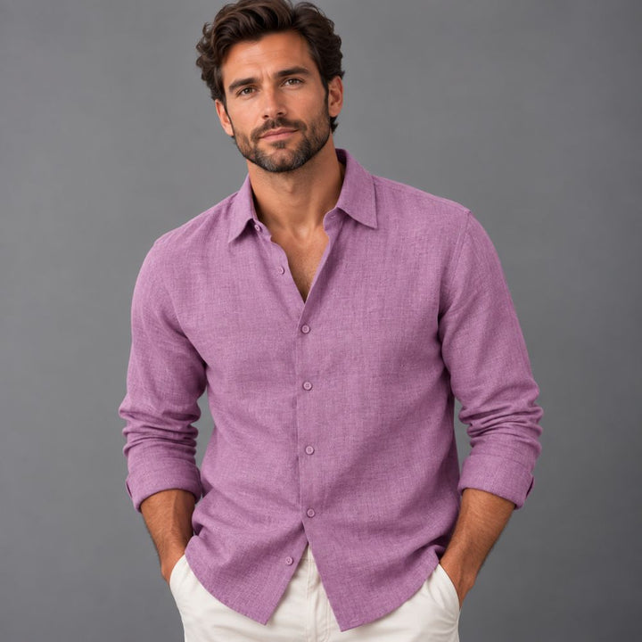 Men’s Cotton-Linen Shirt | Straight Fit Autumn Wear