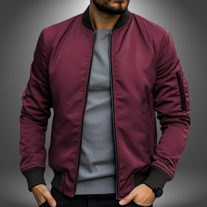 Men's Classic Bomber Jacket with Ribbed Collar | Casual Jacket for Autumn and Winter