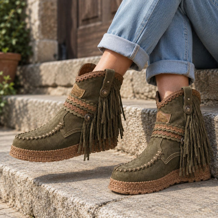 Women’s Boho Western Fringe Boots | Autumn & Winter Footwear