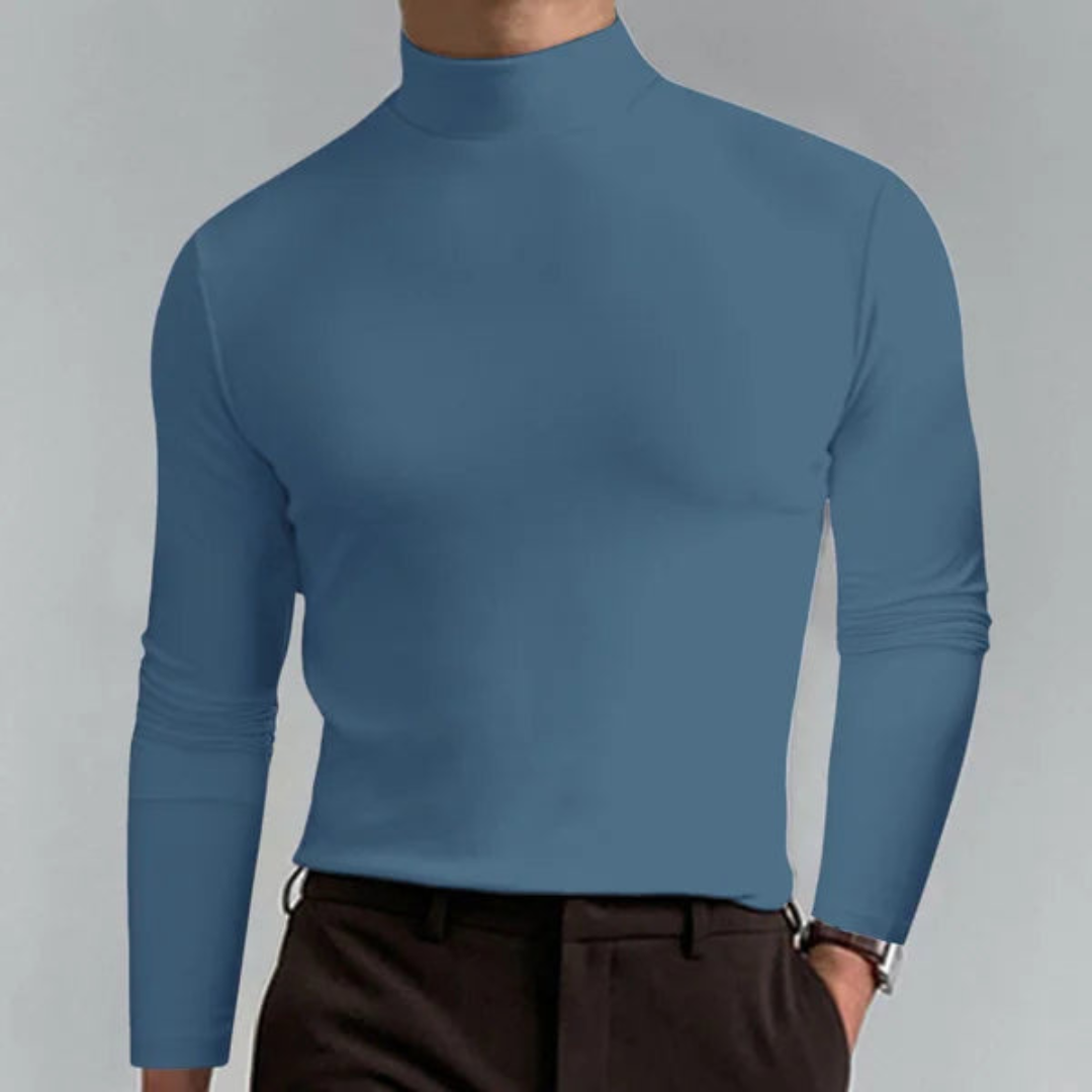 Men's Slim Fit Roll Neck Jumper | Fine Knit Base Layer for Autumn and Winter