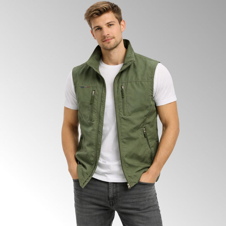 Men’s Zip-Up Outdoor Vest | Stand-Up Collar Autumn Layering